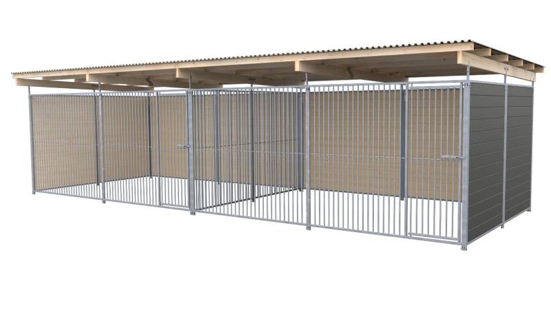 SAUERLAND Hundezwinger 3 x 8 m Doppelzwinger | 3-seitig geschlossen | graphitgra...