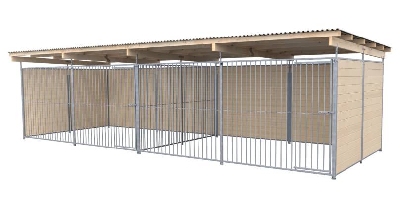 SAUERLAND Hundezwinger 3 x 8 m Doppelzwinger | 3-seitig geschlossen | naturbelas...