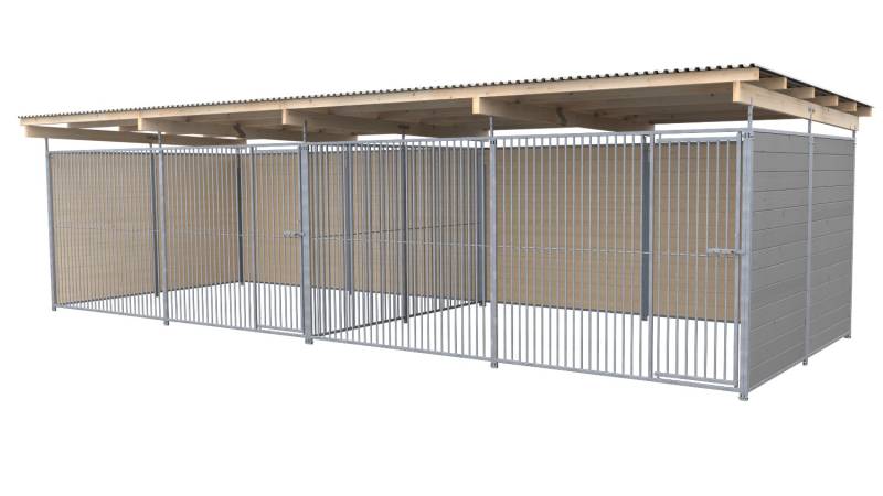 SAUERLAND Hundezwinger 3 x 8 m Doppelzwinger | 3-seitig geschlossen | platingrau...