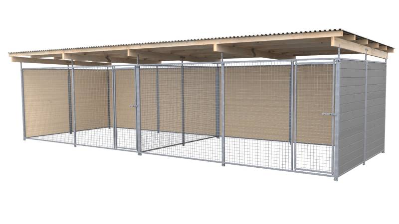 SAUERLAND Hundezwinger 3 x 8 m Doppelzwinger | 3-seitig geschlossen | platingrau...