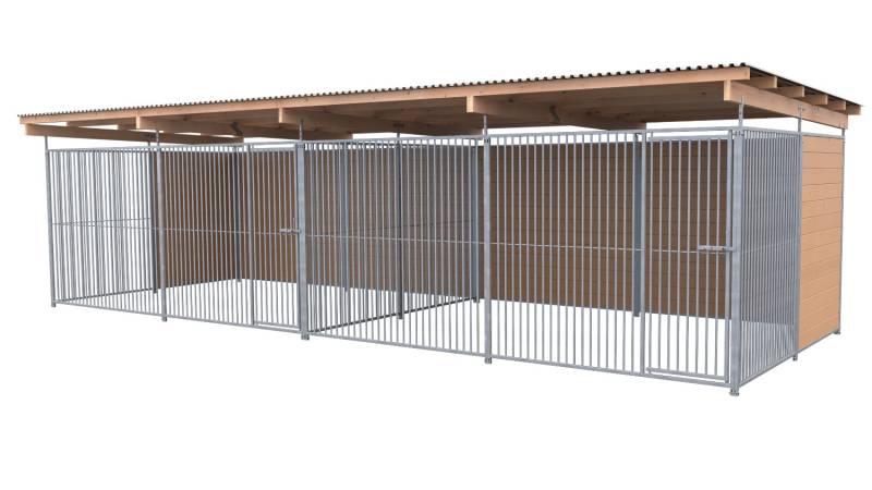 SAUERLAND Hundezwinger 3 x 8 m Doppelzwinger | hälftig geschlossen | braun imprä...
