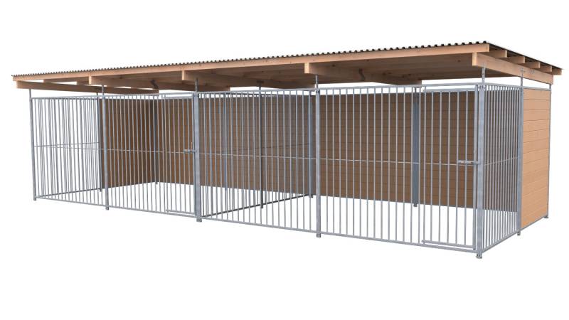 SAUERLAND Hundezwinger 3 x 8 m Doppelzwinger | hälftig geschlossen | braun imprä...