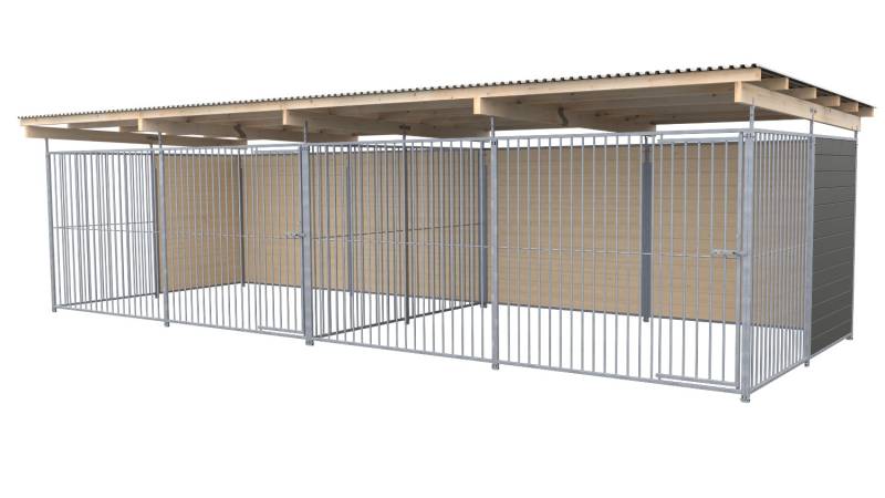 SAUERLAND Hundezwinger 3 x 8 m Doppelzwinger | hälftig geschlossen | graphitgrau...