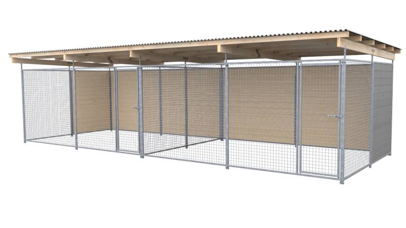 SAUERLAND Hundezwinger 3 x 8 m Doppelzwinger | hälftig geschlossen | platingrau ...