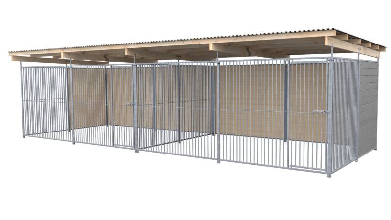 SAUERLAND Hundezwinger 3 x 8 m Doppelzwinger | hälftig geschlossen | platingrau ...