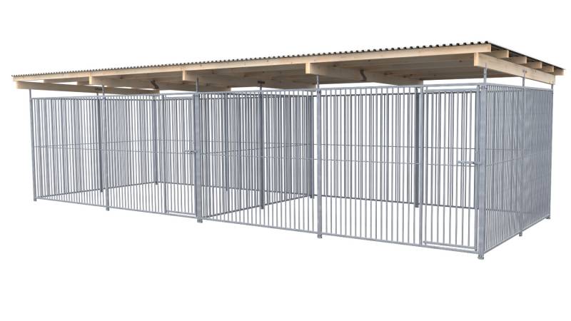 SAUERLAND Hundezwinger 3 x 8 m Doppelzwinger | rundum offen | Metall | Rohrstab ...