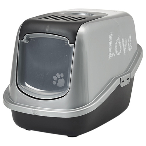 SAVIC Katzentoilette Nestor Impression Love schwarz-silber SAVIC Katzentoilette Nestor Impression Love schwarz-silber