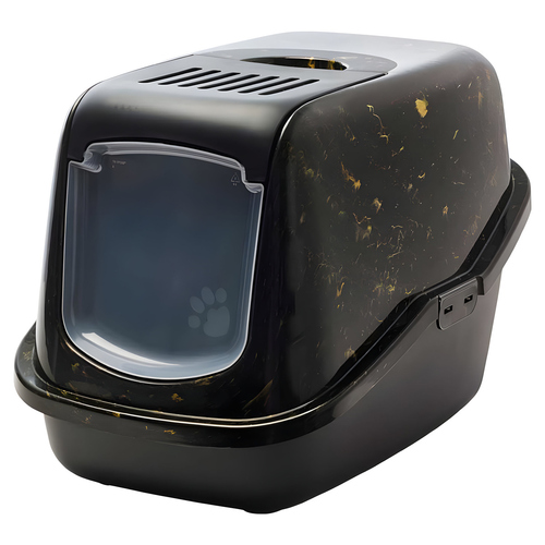 SAVIC Katzentoilette Nestor Marble schwarz/gold