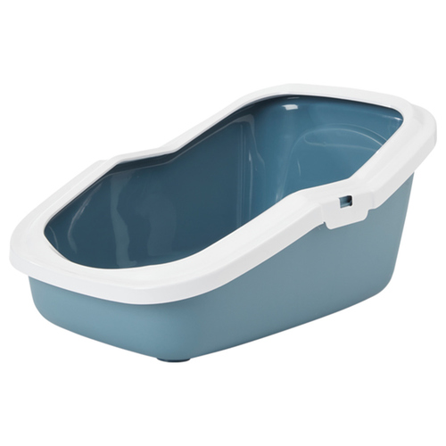 SAVIC Katzentoilette mit Rand Aseo steinblau