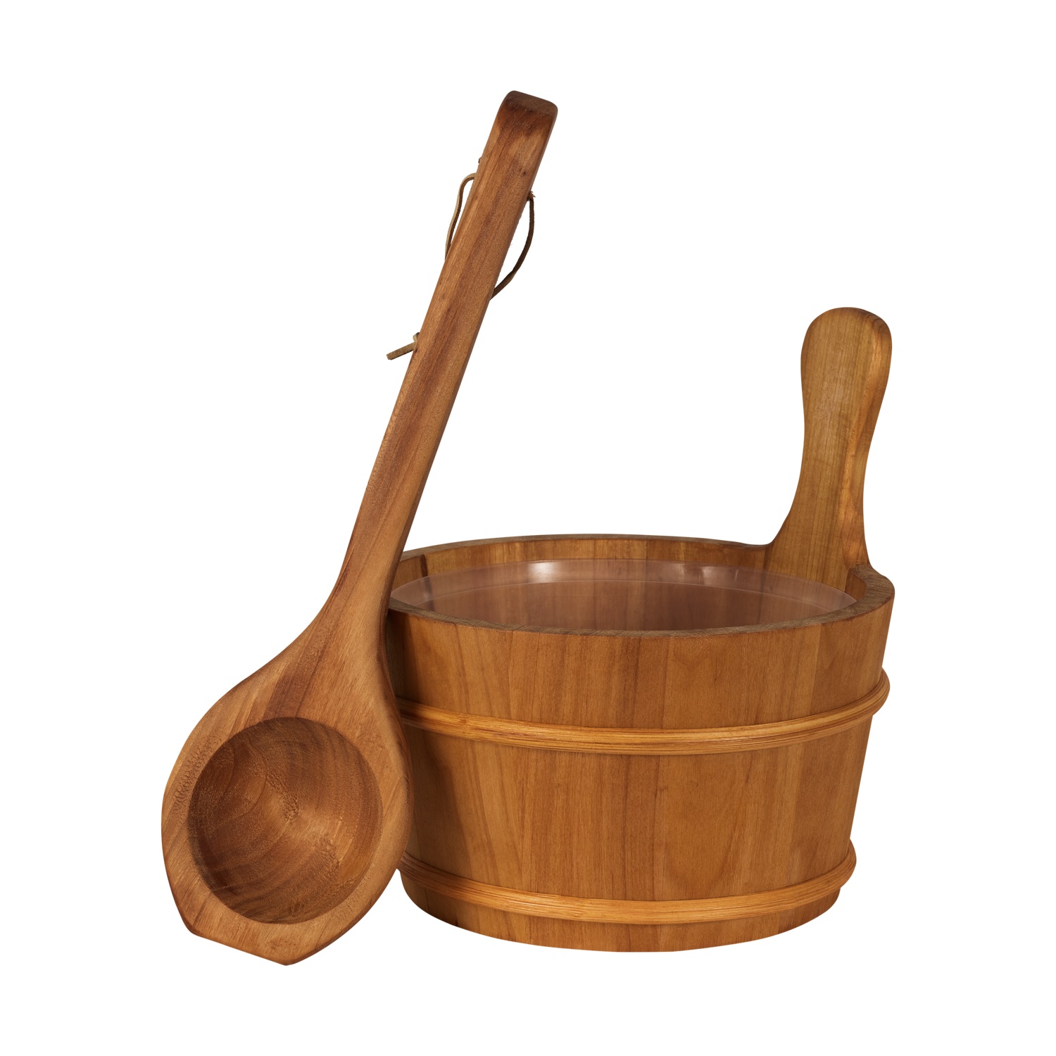 Sauna-Zubehörset Eimer und Löffel 3-teilig, Sauna-Set aus Rotzeder