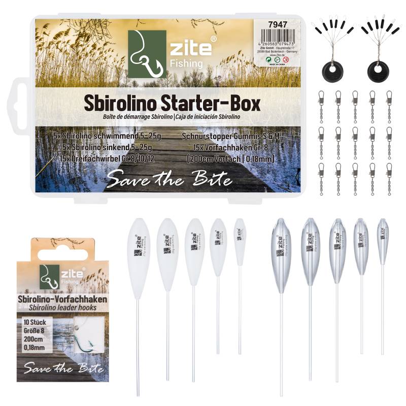 Sbirolino Starter-Box Halbsinkend & Schwimmend, Vorfachhaken, Wirbel & mehr Forellen-Angeln