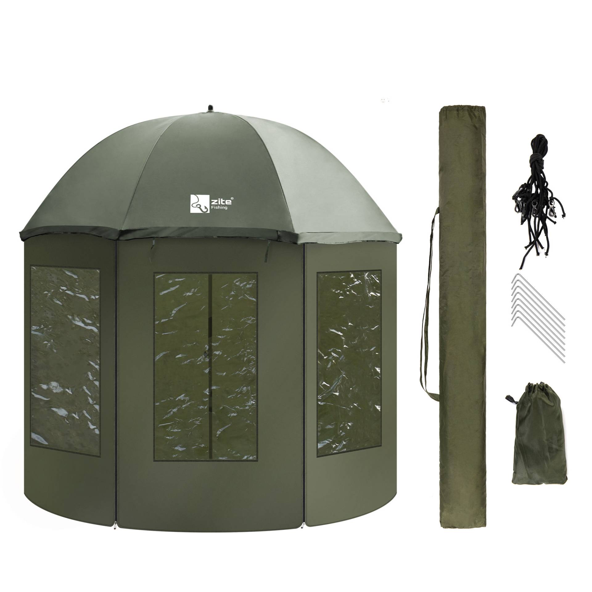 Schirmzelt Geschlossen als Angelschirm Zelt 250cm Zite Fishing