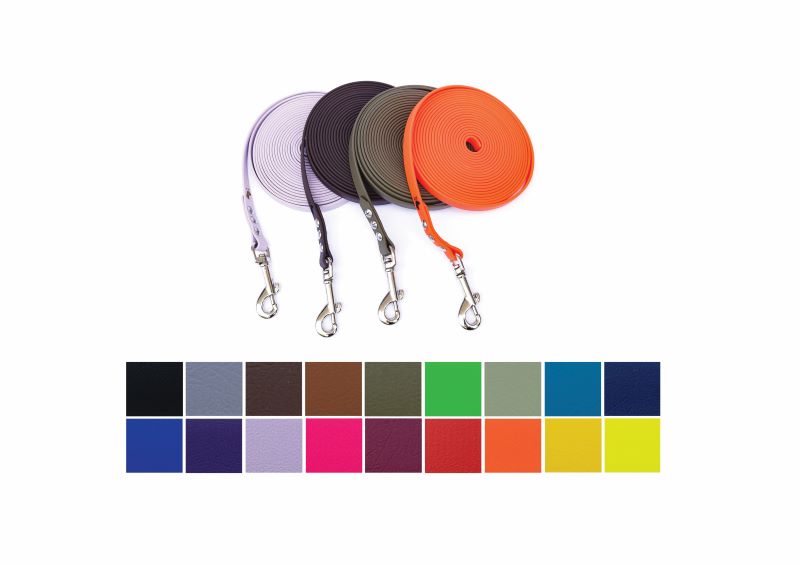 Schleppleine aus Biothane in Wunschfarbe 10m Chrom (silber)