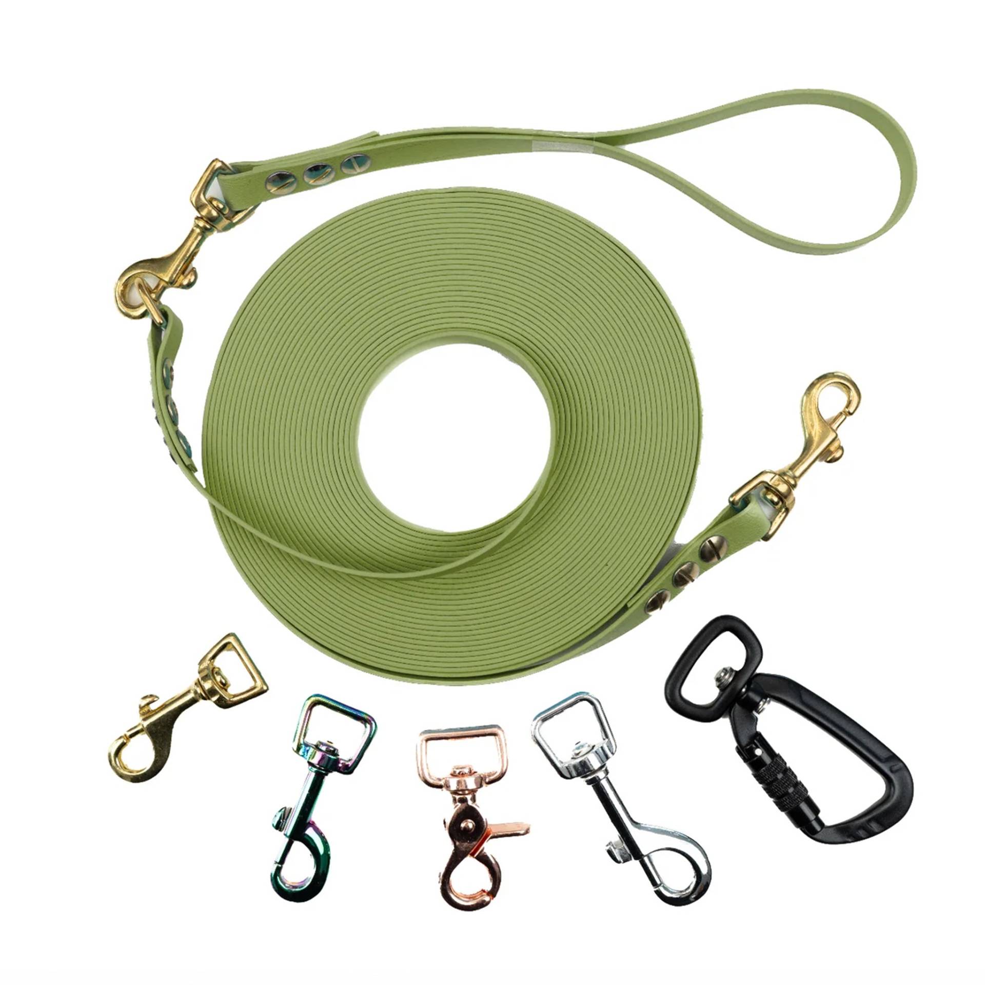 Schleppleine mit abnehmbarer Handschlaufe Khaki 5m / 20mm / Schwarz von EMMY&PEPE