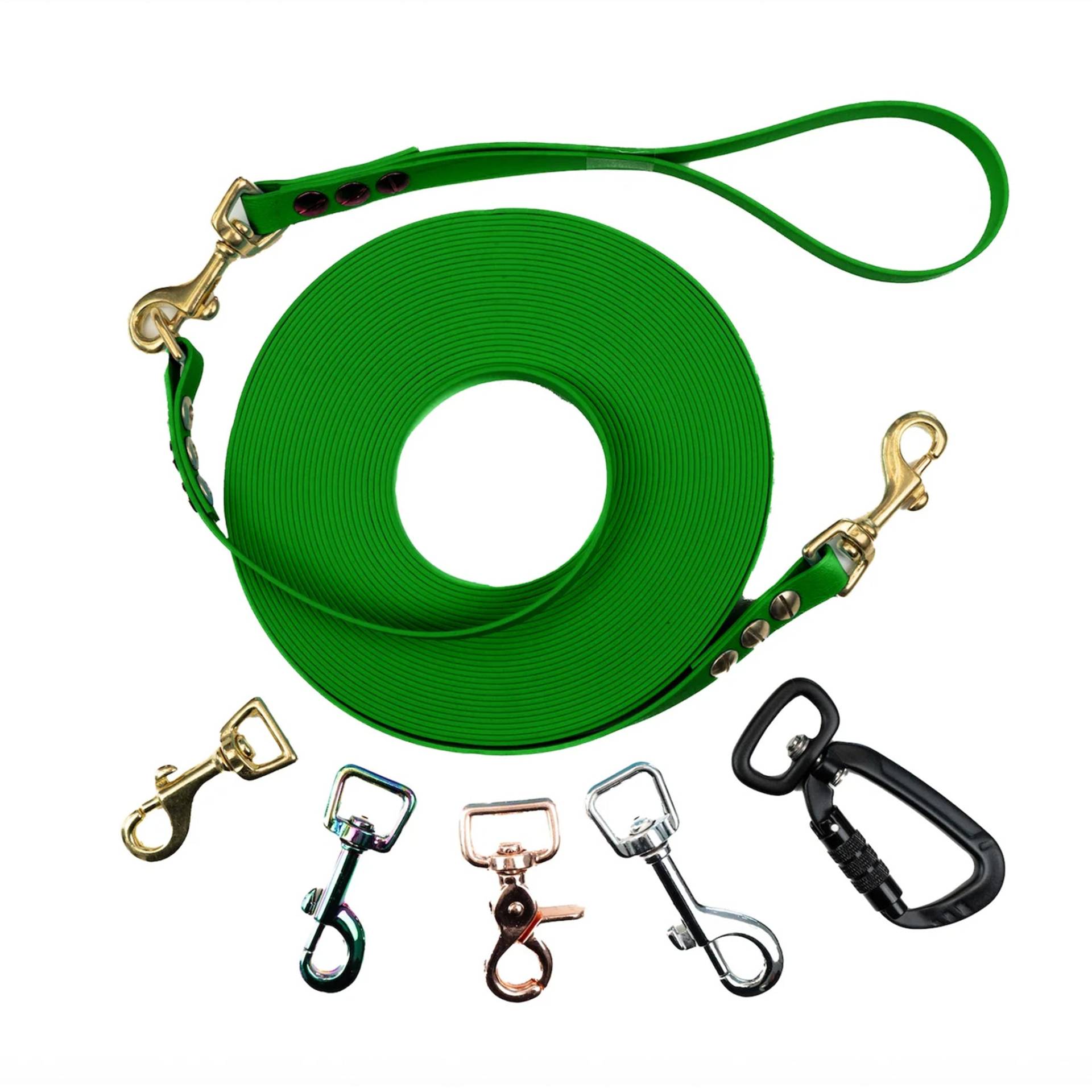 Schleppleine mit abnehmbarer Handschlaufe Olive 10m / 16mm / Gold Schleppleine mit abnehmbarer Handschlaufe Olive 10m / 16mm / Gold von EMMY&PEPE