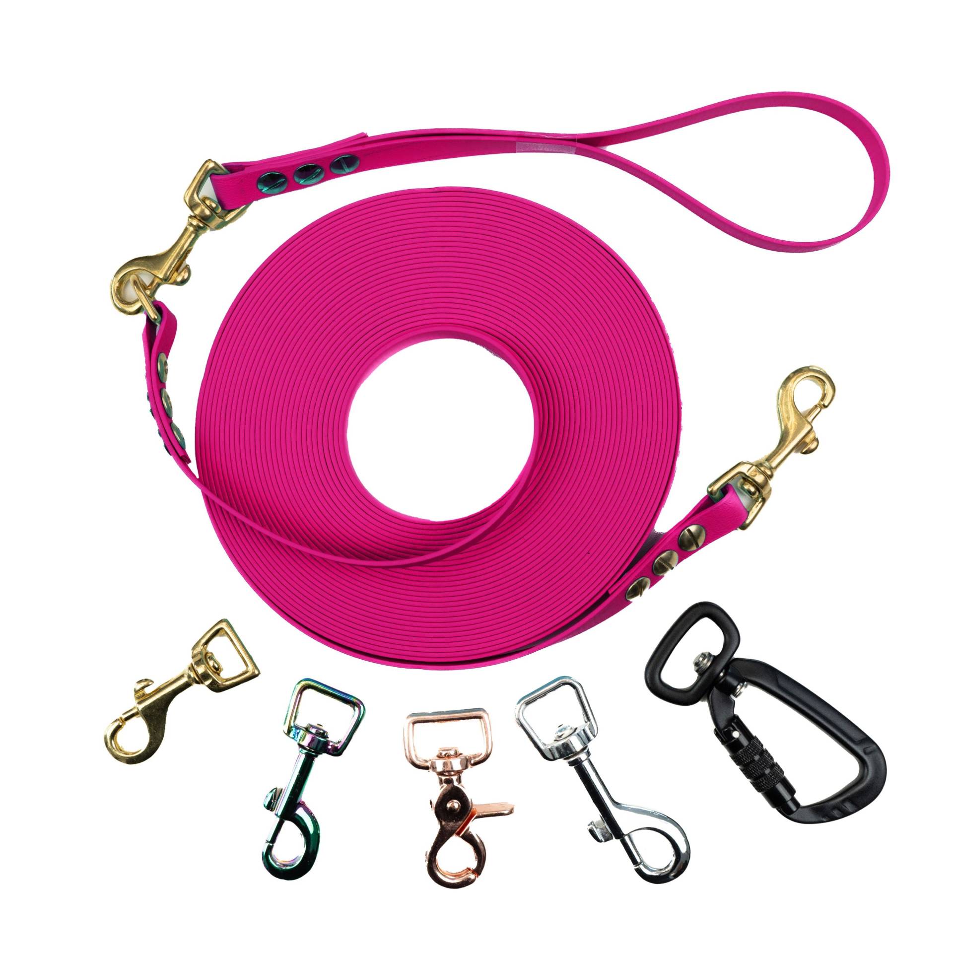 Schleppleine mit abnehmbarer Handschlaufe Pink 10m / 25mm / Silber Schleppleine mit abnehmbarer Handschlaufe Pink 10m / 25mm / Silber von EMMY&PEPE