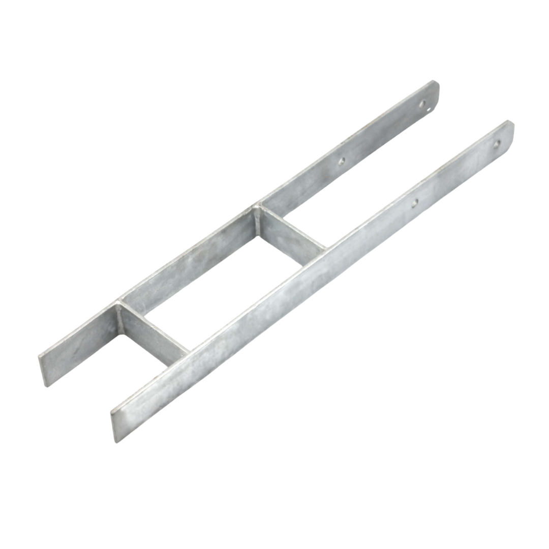 Set 5x Bodenanker schwer H-Form verzinkt 121 x 600 mm für 12 cm Pfosten