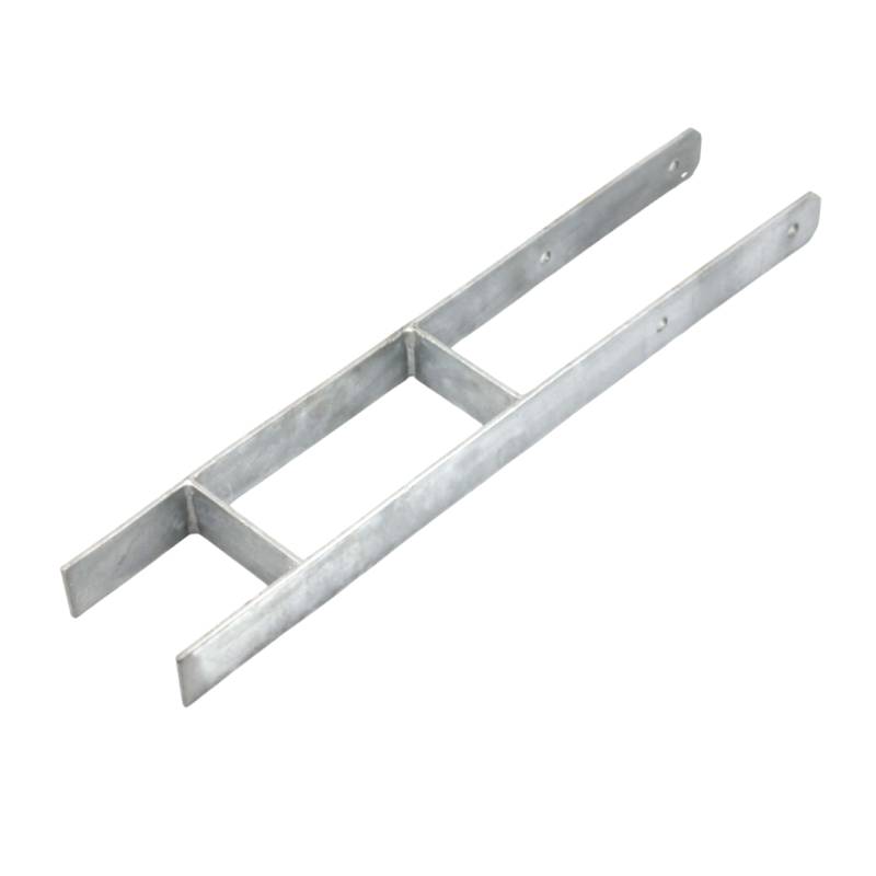 Set 5x Bodenanker schwer H-Form verzinkt 121 x 600 mm für 12 cm Pfosten