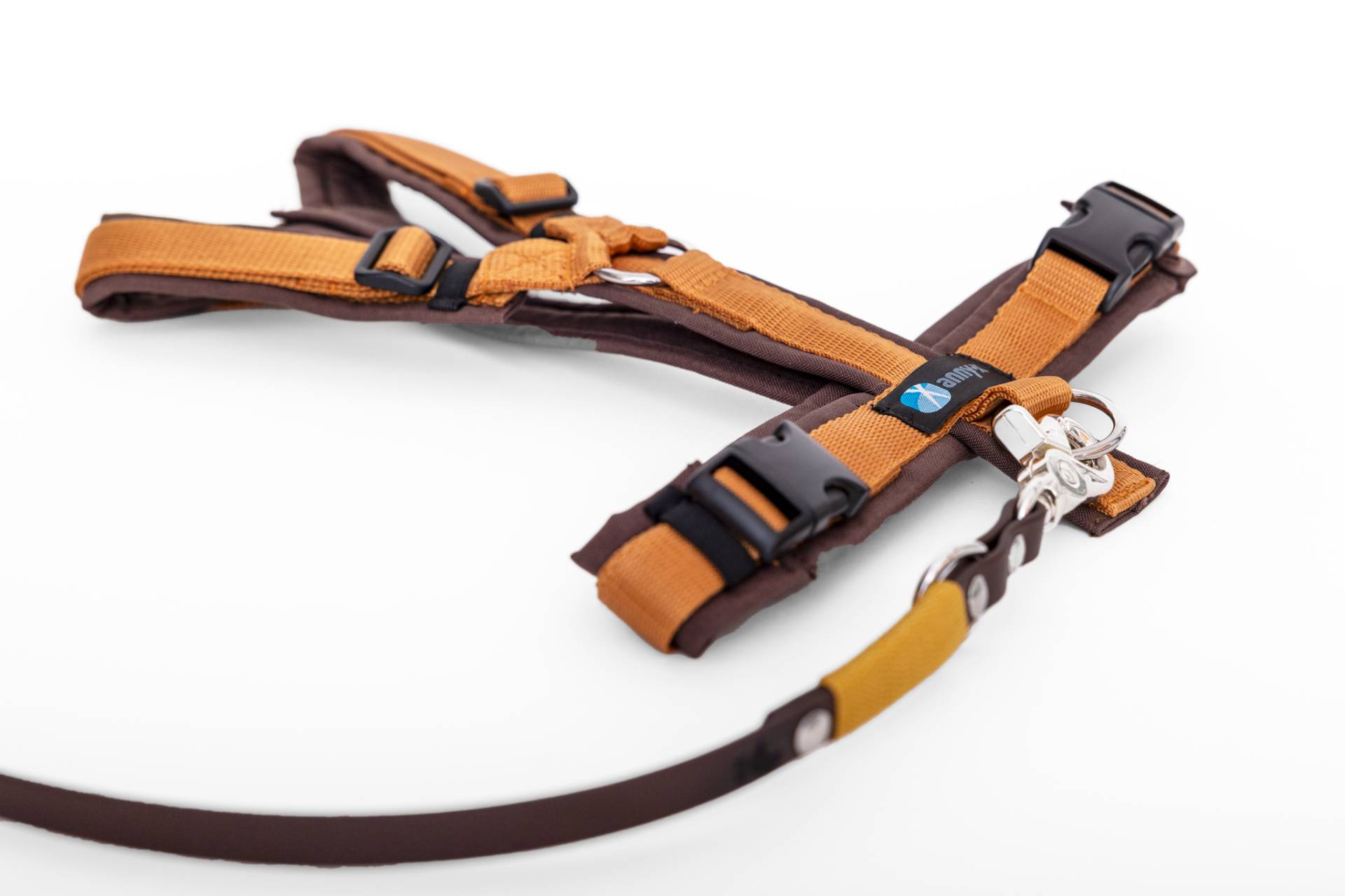 Set Leine & Brustgeschirr in braun-bernstein M Biothane (Größe S)