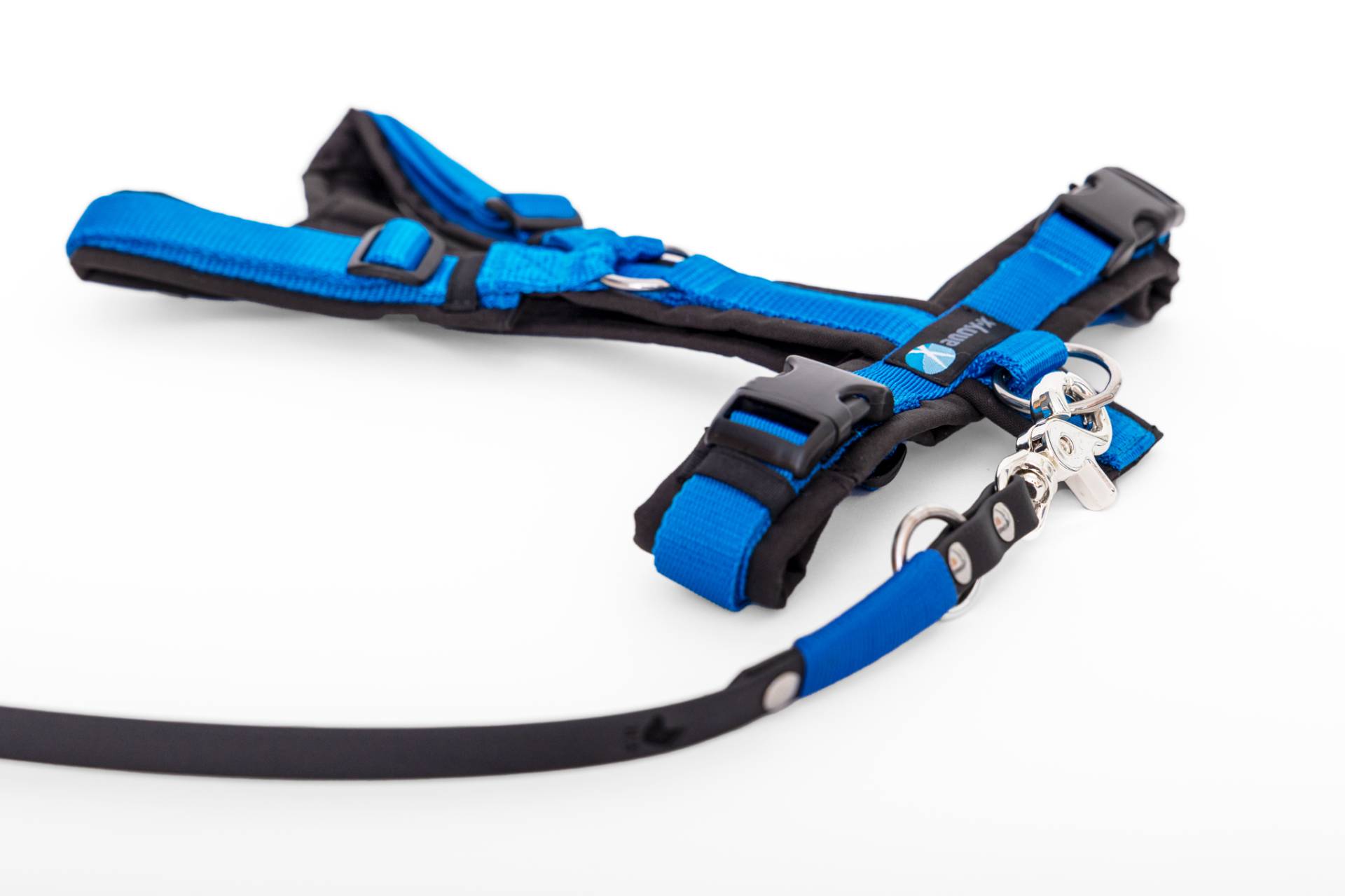 Set Leine & Brustgeschirr in schwarz-blau XXS Biothane (Größe L)