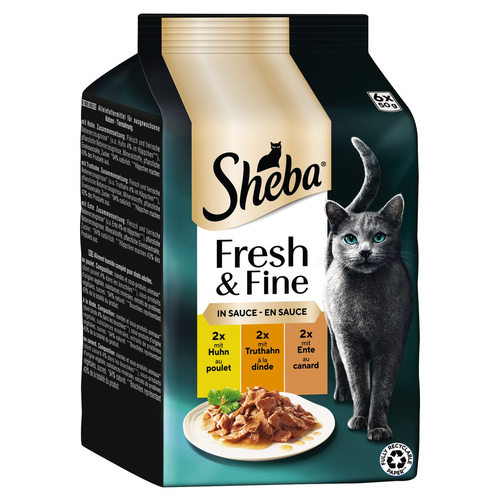 Sheba Multipack Fresh & Fine Huhn, Truthahn & Ente in Sauce 6 x 50 g - 6 Stück