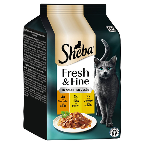 Sheba Multipack Fresh & Fine Truthahn, Huhn & Geflügel in Gelee 6 x 50 g - 6 Stück