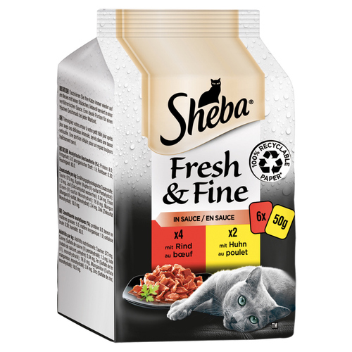 Sheba Multipack Fresh & Fine in Sauce mit Rind und mit Huhn 6 x 50 g