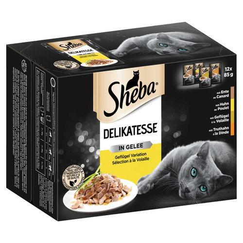 Sheba Mutlipack Delikatesse in Gelee Geflügel Variation 12 x 85 g - 4 Stück