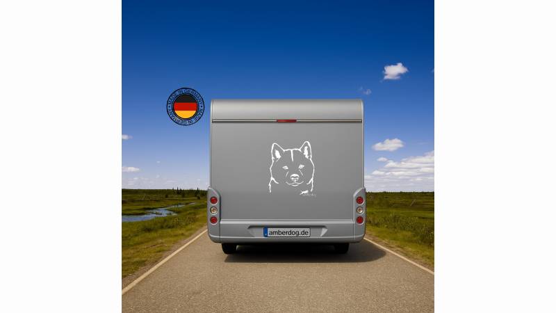 Shiba Inu Kopf Auto Wohnmobil Aufkleber  I Wandtattoo - H50cm / Weiß