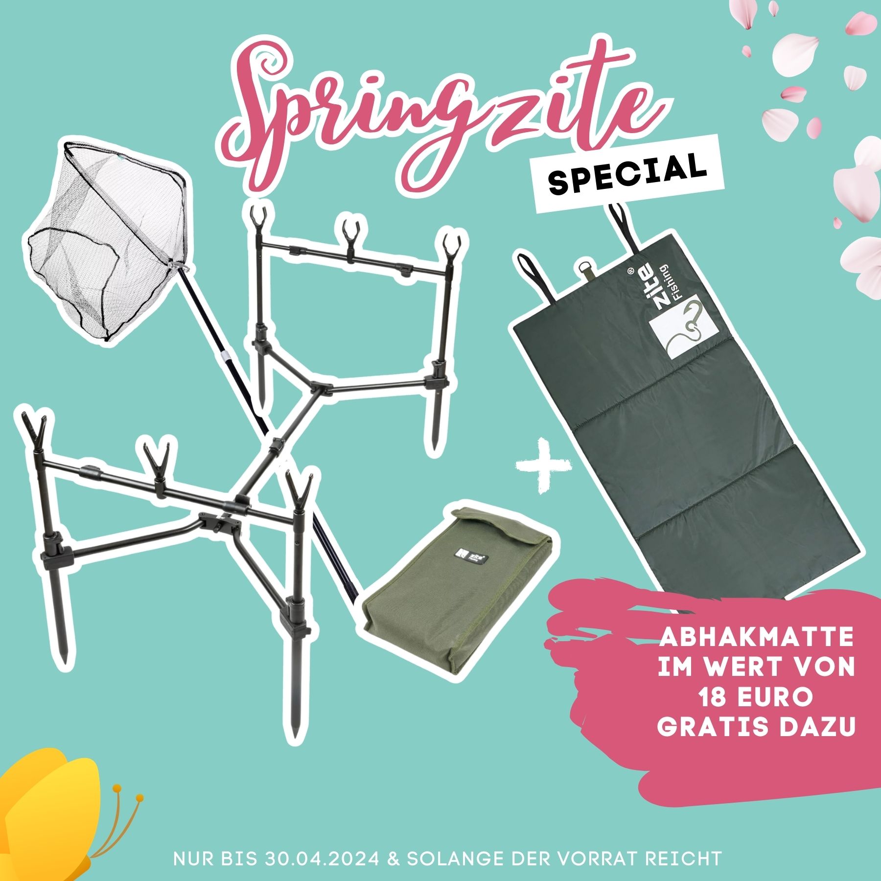Springzite Deal: Kompakt Rod Pod & Hammerkopf-Kescher + Abhakmatte GRATIS