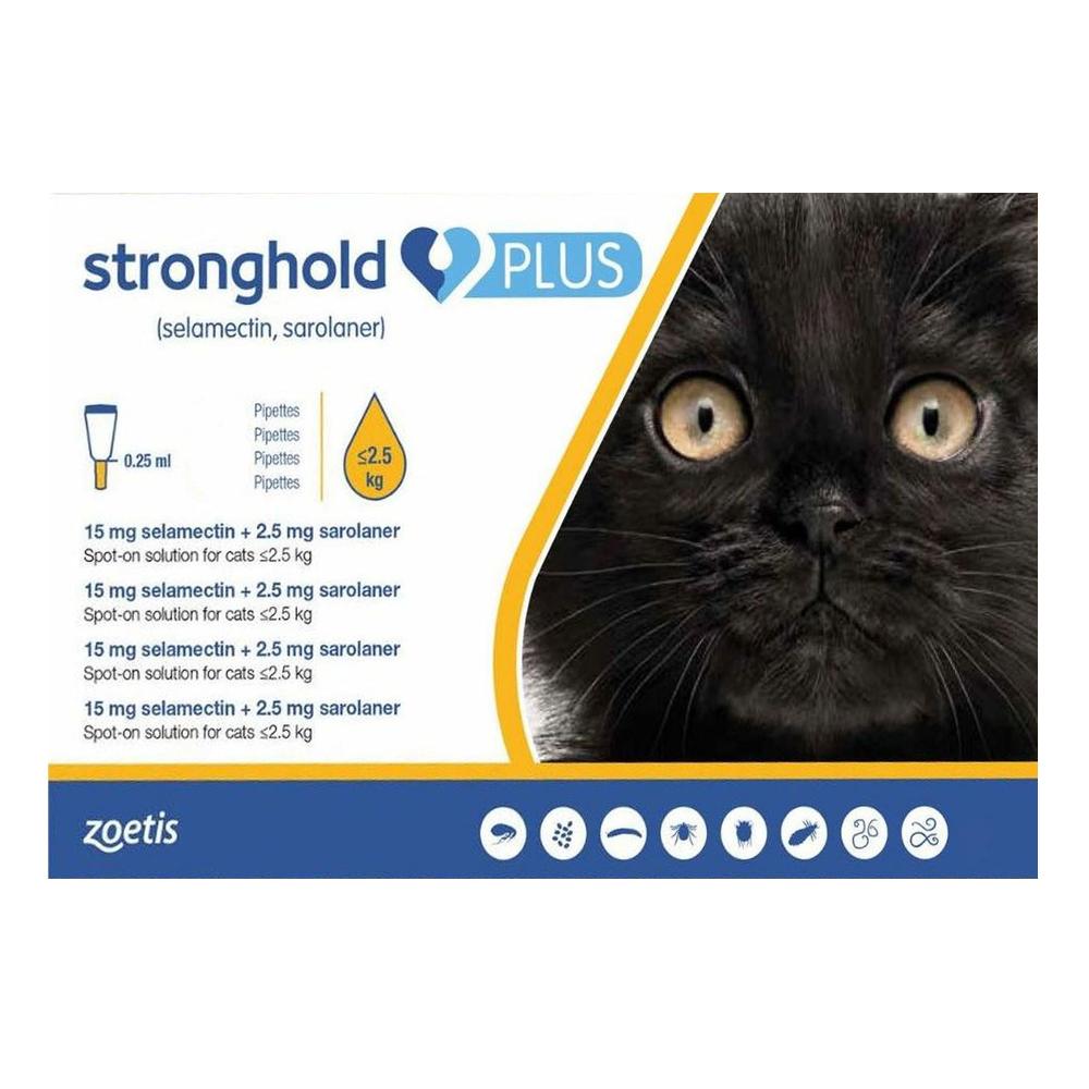 Stronghold Plus For Kittens And Small Cats Upto 5.5lbs (2.5kg) Yellow 12 Pack