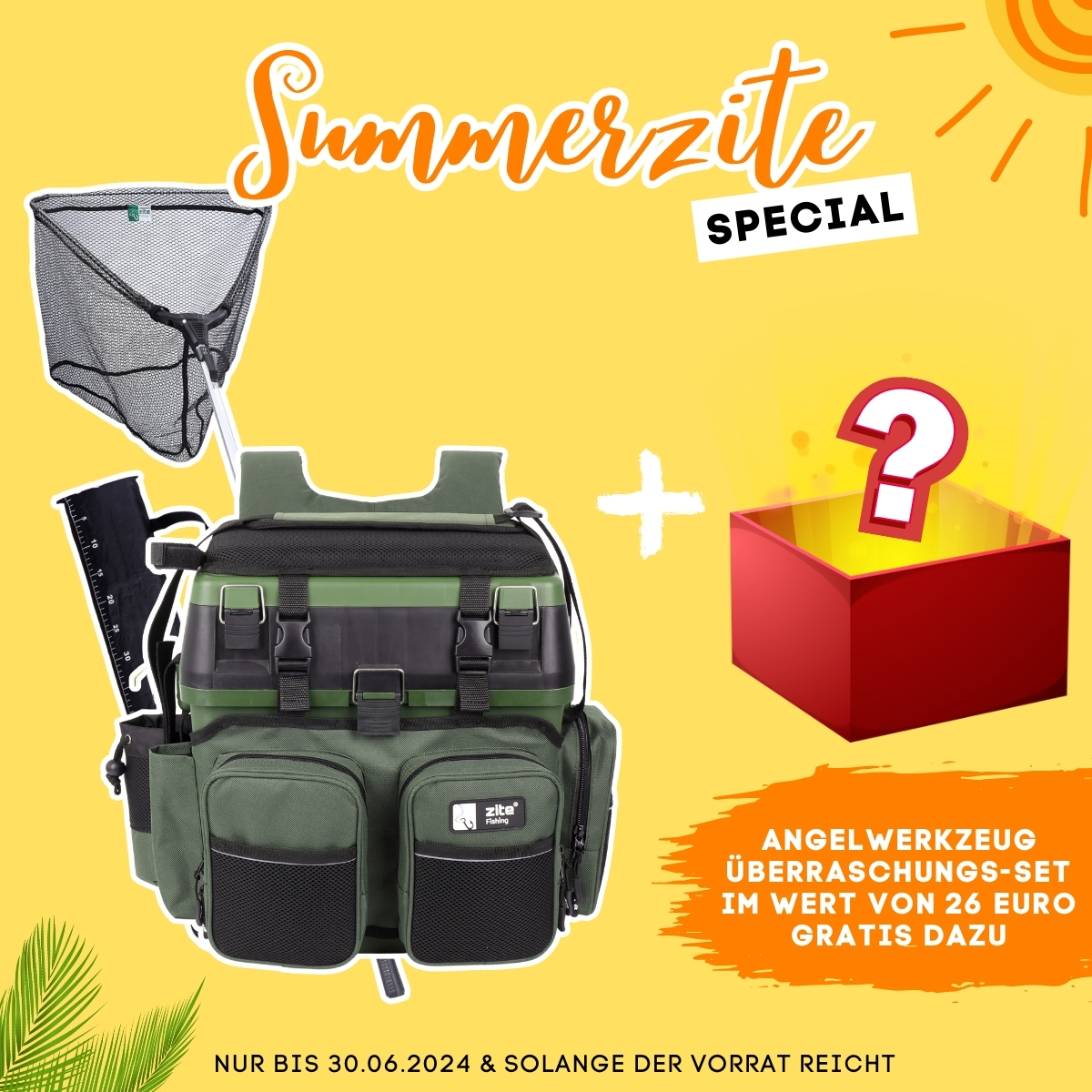 Summerzite Deal: Multi-Angelkoffer & Tele-Kescher 2,10m + Überraschungs-Angelwerkzeugset GRATIS
