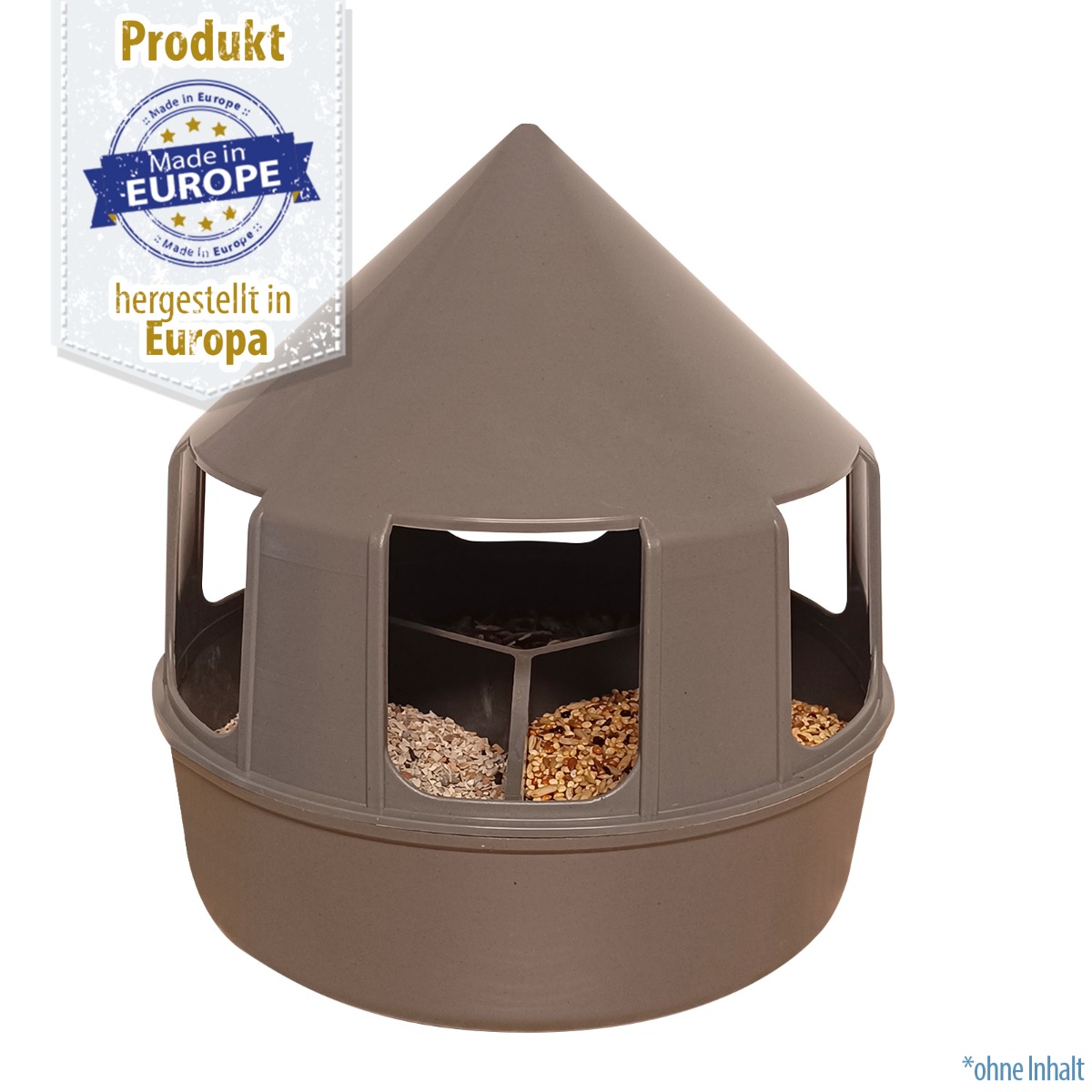 Taubentrog / Futtertrog / Futternapf mit 3-fach Unterteilung - 2 kg