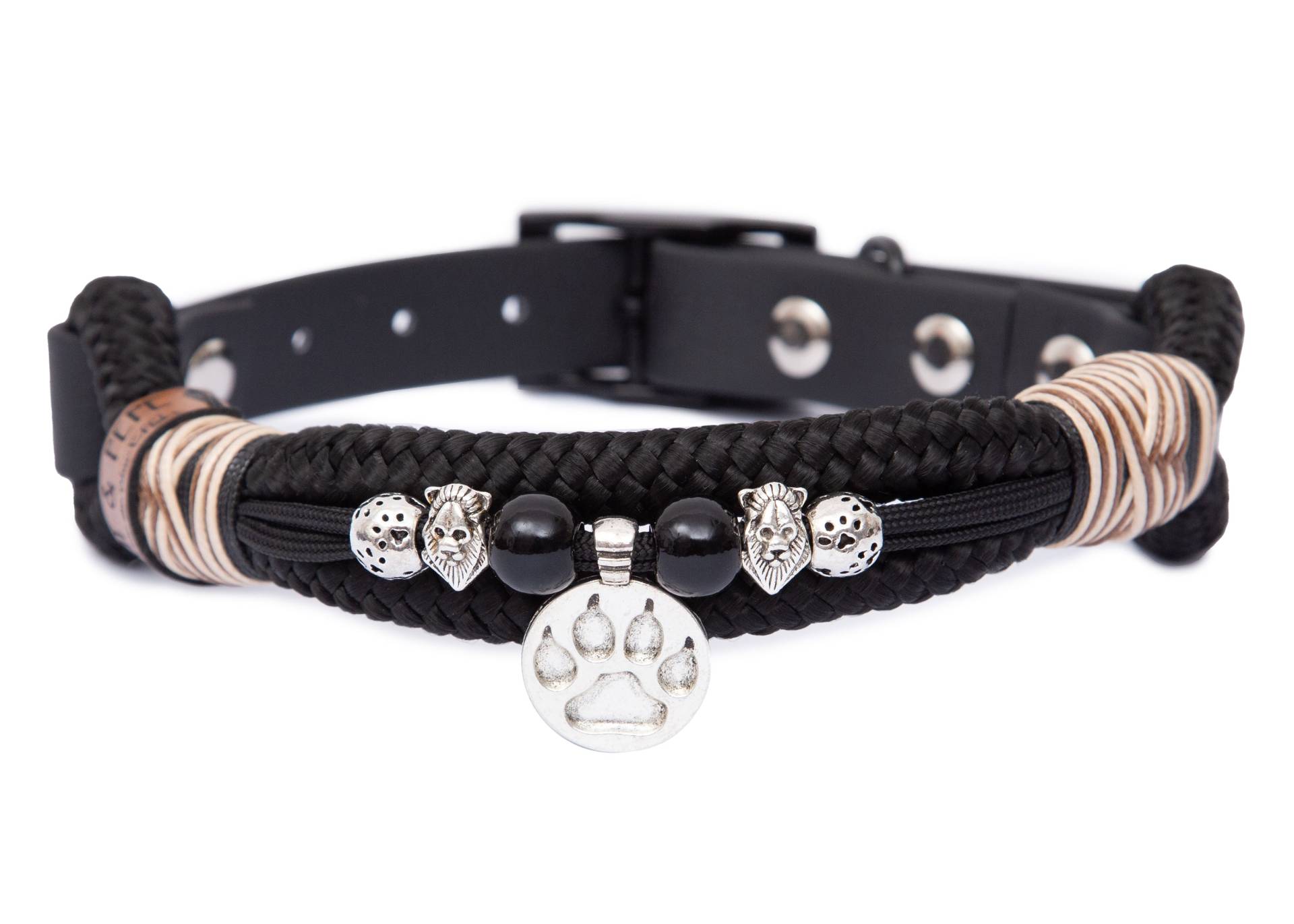Tauhalsband mit Perlen Leo Dark M (33-40cm) von EMMY&PEPE
