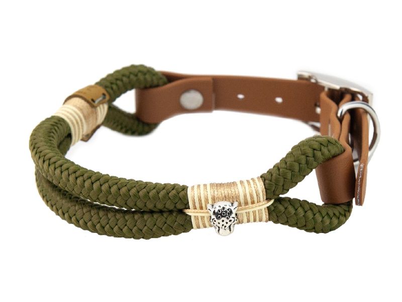 Tauhalsband ohne Perlen Green Panther S (25-33cm) von EMMY&PEPE