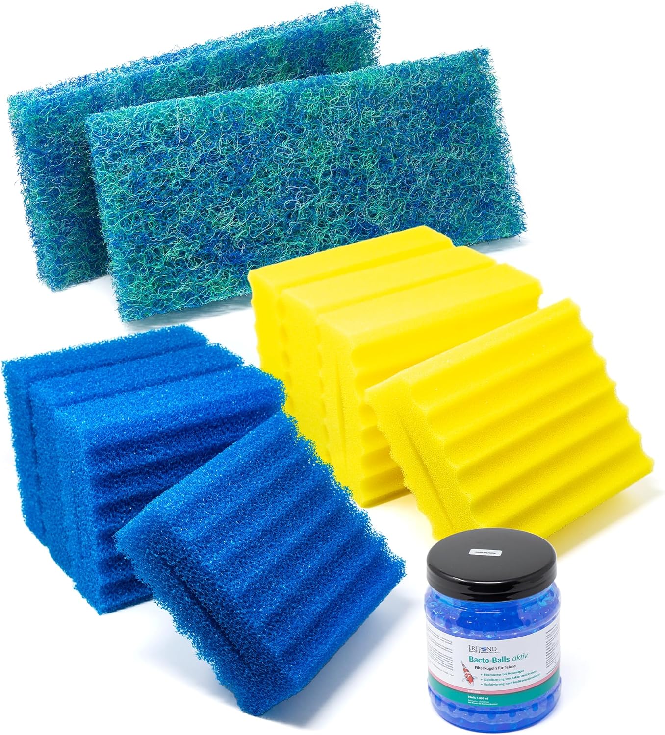 Teichfilter Ersatzschwämme + Japanmatten SET für CBF 350B Teichfilter inkl. Bubble-Bio-Start