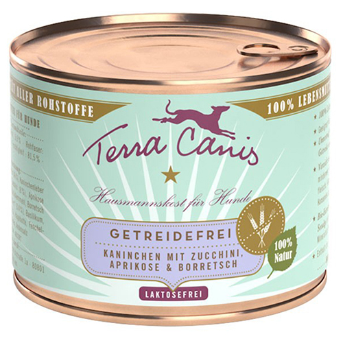 Terra Canis Kaninchen mit Zucchini, Aprikose & Borretsch / getreidefrei 200 g - 12 Stück