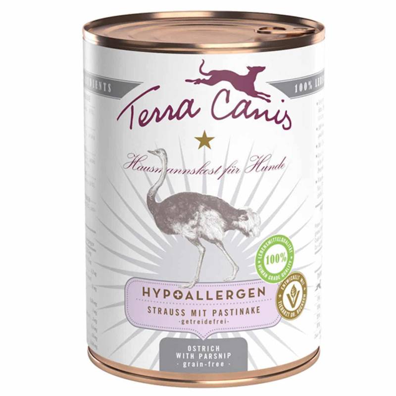 Terra Canis Nassfutter für Hunde Strauß mit Pastinake Hypoallergen - Sparpaket: 6 x 400g
