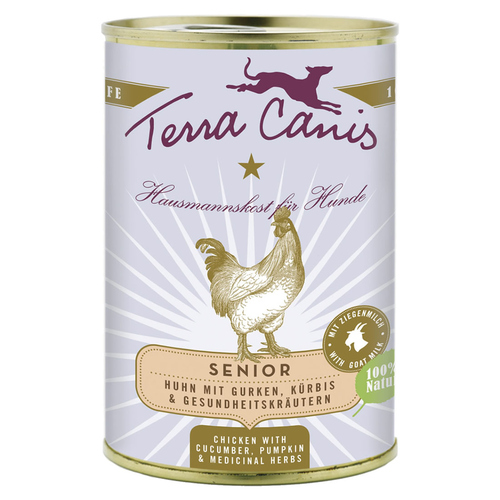 Terra Canis Senior Huhn mit Gurken, Kürbis & Gesundheitskräutern 400 g - 12 Stück Terra Canis Senior Huhn mit Gurken, Kürbis & Gesundheitskräutern 400 g - 12 Stück