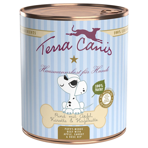 Terra Canis Welpe Rind mit Apfel, Karotte und Hagebutte 800 g - 6 Stück