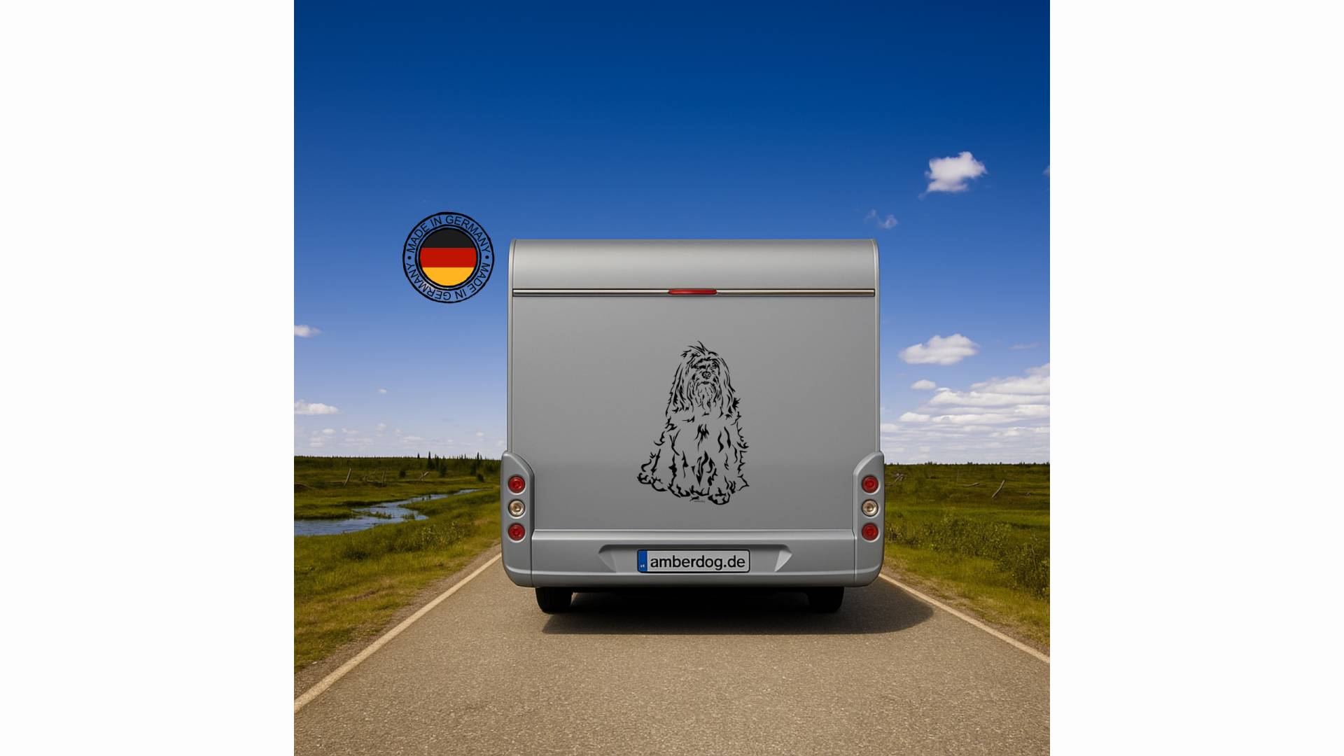 Tibet Terrier Auto Wohnmobil Aufkleber I Wandtattoo - H30cm / Weiß