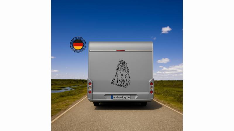 Tibet Terrier Auto Wohnmobil Aufkleber I Wandtattoo - H30cm / Weiß