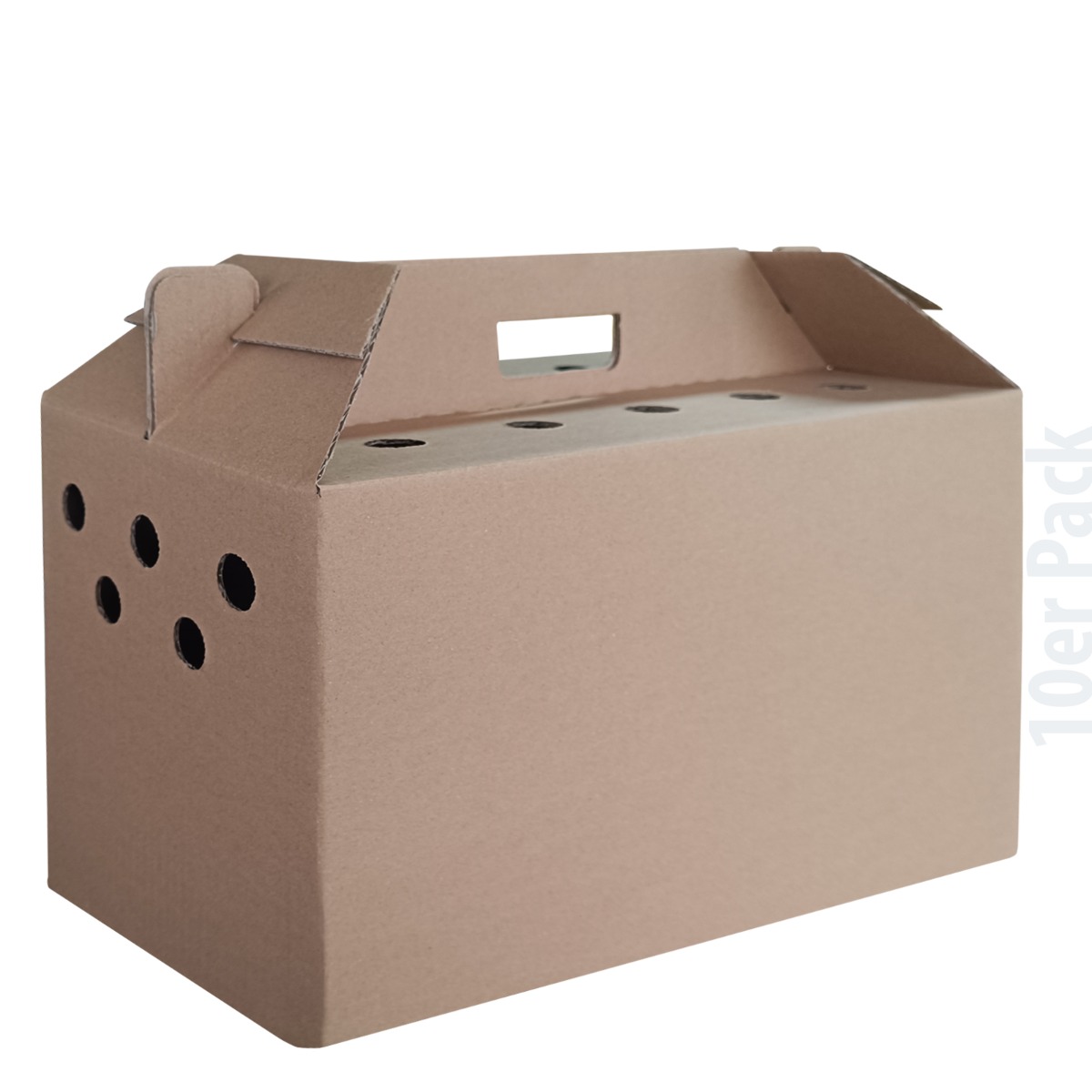 Tiertransportbox für Kleintiere – stabiler Karton mit Luftlöchern & doppeltem Boden – 48 x 30 x 24 cm - 10er Pack