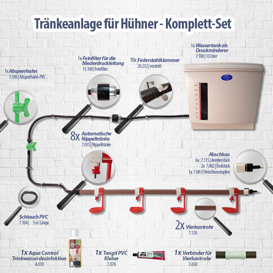Tränkeanlage für Hühner - Komplett-Set