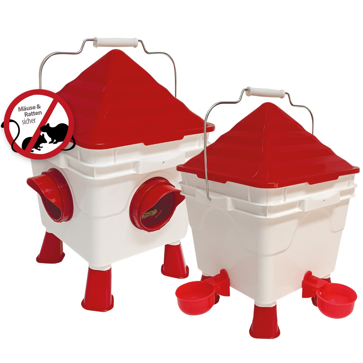 Tränkeeimer für Geflügel 8 Liter + Futterautomat 6 kg - eckig - Spar Set