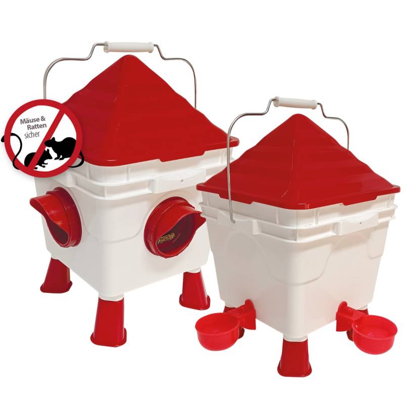 Tränkeeimer für Geflügel 8 Liter + Futterautomat 6 kg - eckig - Spar Set Tränkeeimer für Geflügel 8 Liter + Futterautomat 6 kg - eckig - Spar Set