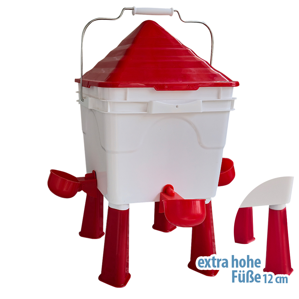 Tränkeeimer für Geflügel - eckig - 8 Liter mit 12 cm Füßen - Hühner Tränke