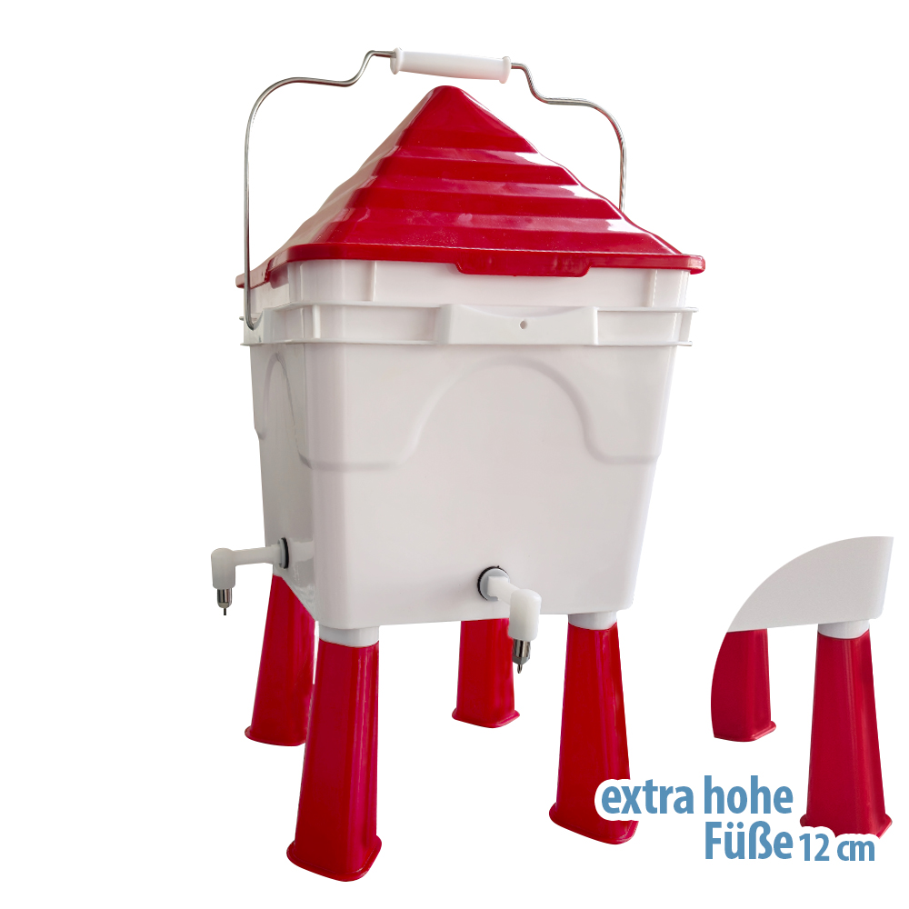 Tränkeeimer für Kaninchen / Nager mit Nippel-Tränke eckig-8 Liter-12 cm Füße