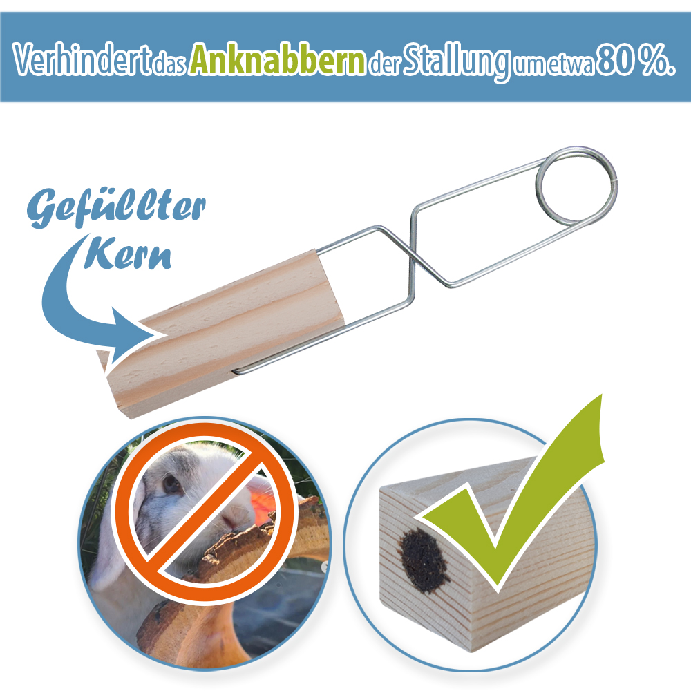 Trembo Knabberspielzeug - Kaninchen - Trembo mit Halter - Knabberschutz der Stallung