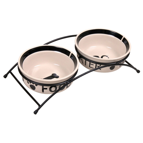 Trixie Eat on Feet Napf-Set weiß/schwarz, Durchmesser: 13 cm